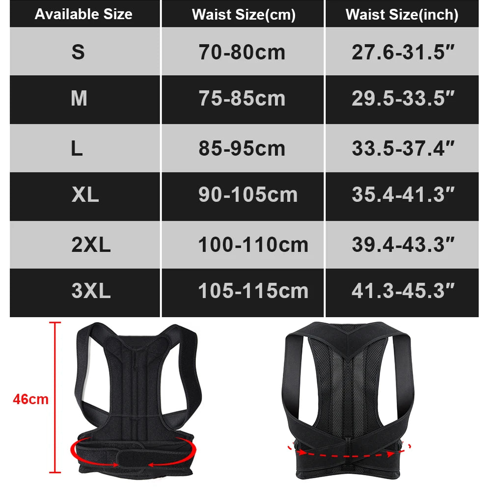 Adjustable Posture Corrector Back Brace — Shoulder Straightener Support