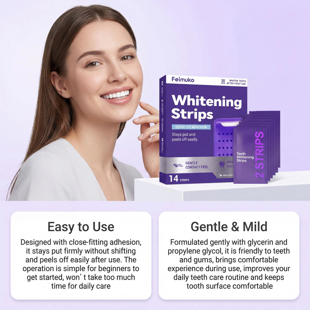 Teeth Whitening Strips — Sensitive-Safe, Remove Coffee & Wine Stains