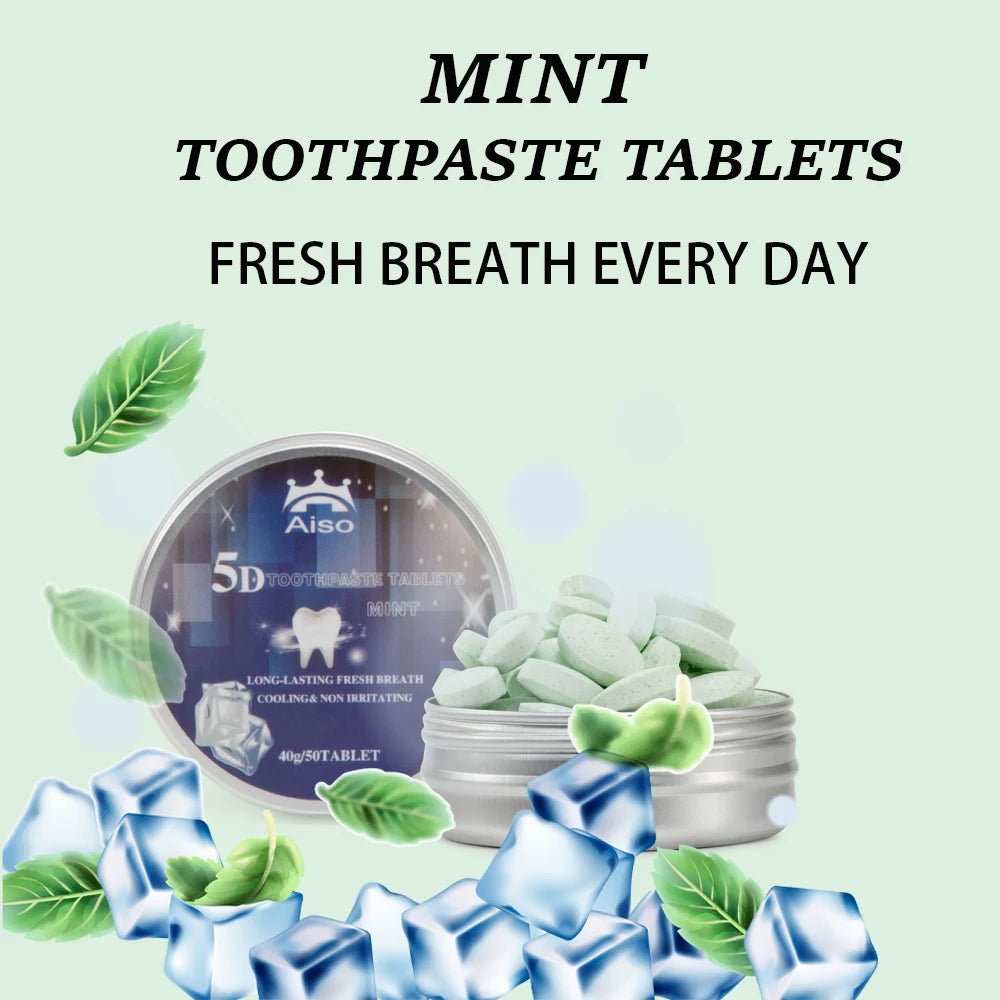 Chewable Toothpaste Tablets — Travel-Friendly Fresh Breath (50 Ct)