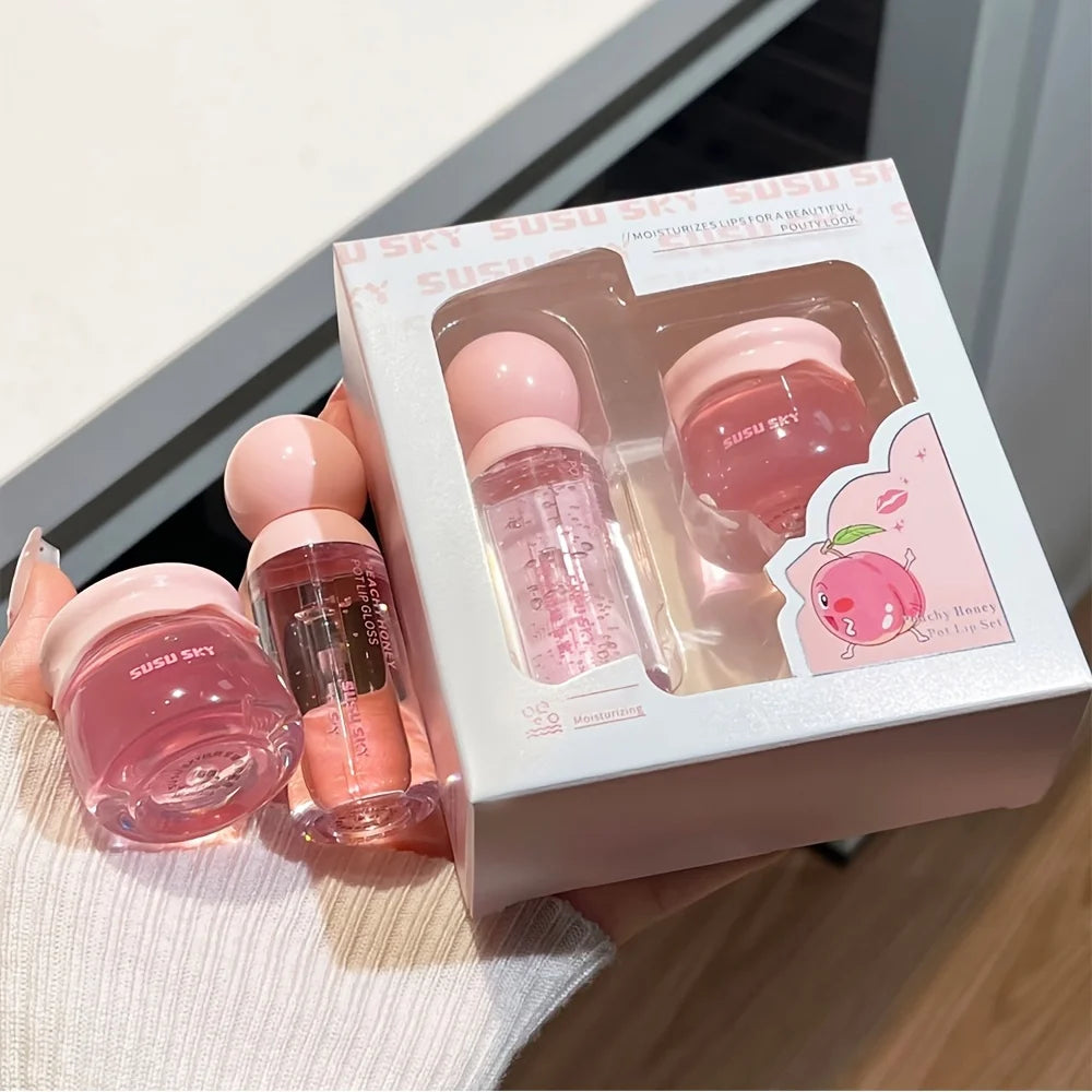 Lip Gloss & Overnight Lip Mask Set — Moisturizing Peach Duo