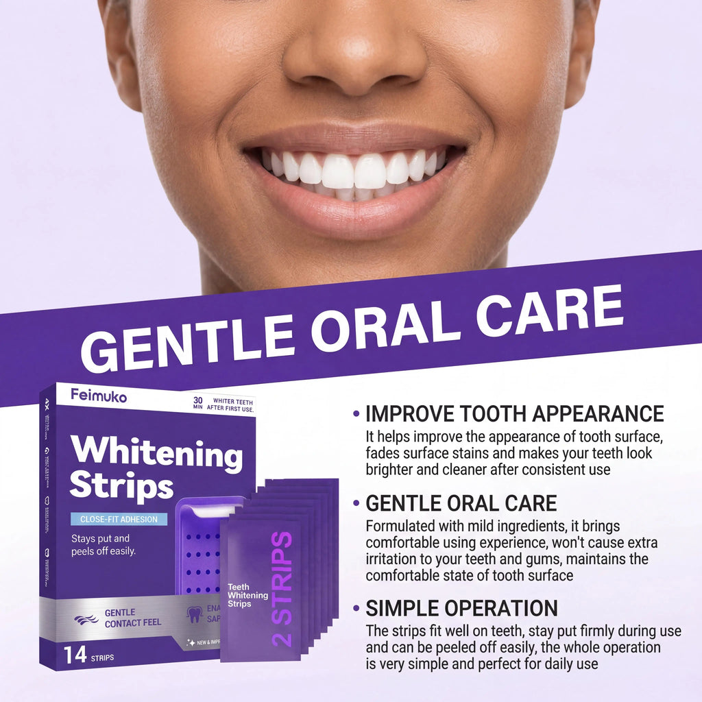 Teeth Whitening Strips — Sensitive-Safe, Remove Coffee & Wine Stains