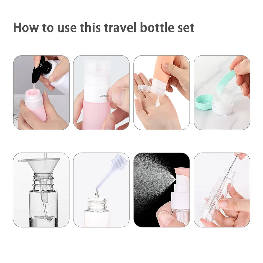16-Piece Leakproof Travel Bottle Set — TSA-Approved Silicone Containers