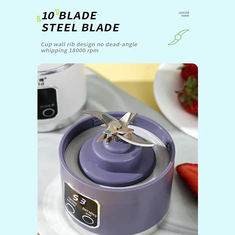 Portable Blender — 10-Blade Ice Crusher for Smoothies & Shakes