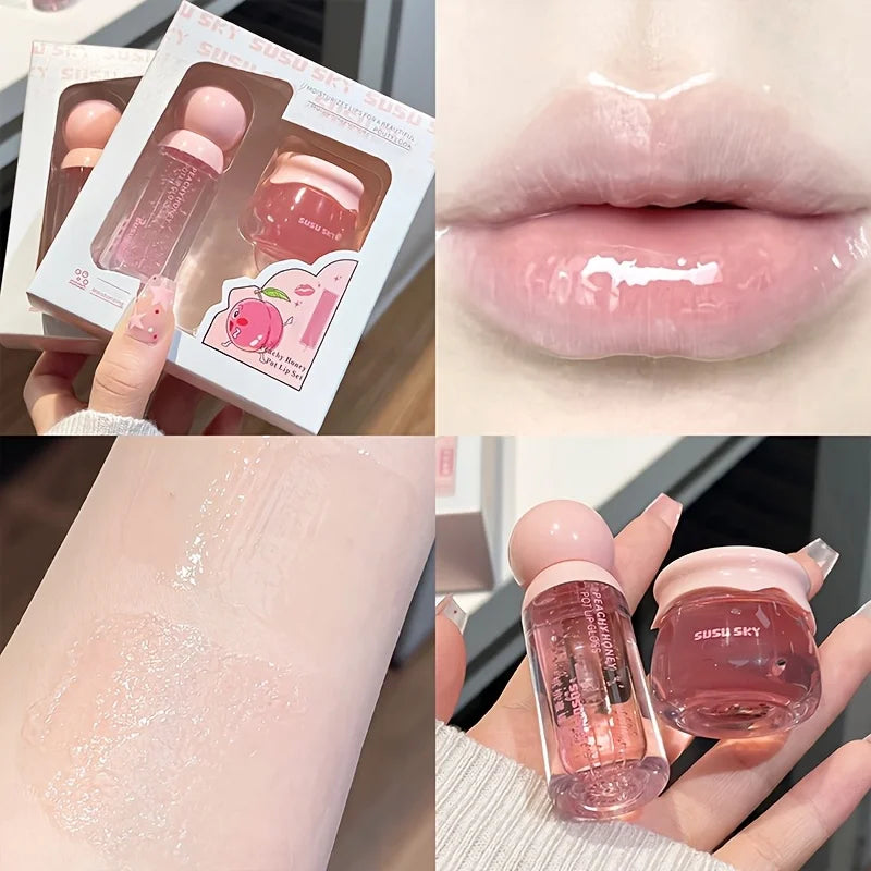 Lip Gloss & Overnight Lip Mask Set — Moisturizing Peach Duo
