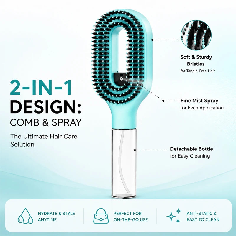 2-in-1 Water Spray Mist Detangling Hairbrush