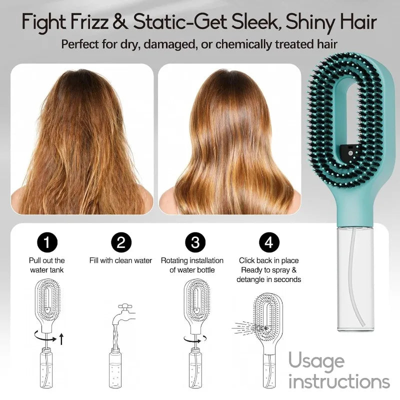 2-in-1 Water Spray Mist Detangling Hairbrush