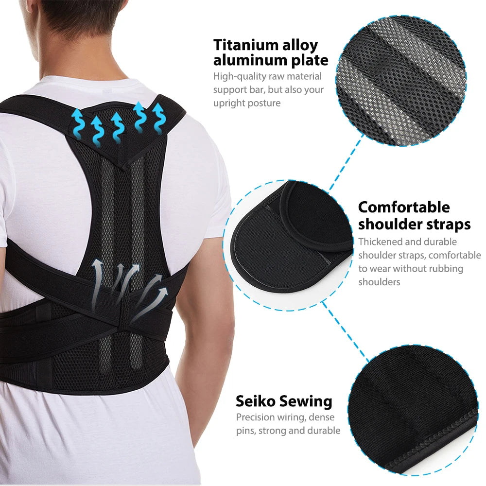 Adjustable Posture Corrector Back Brace — Shoulder Straightener Support