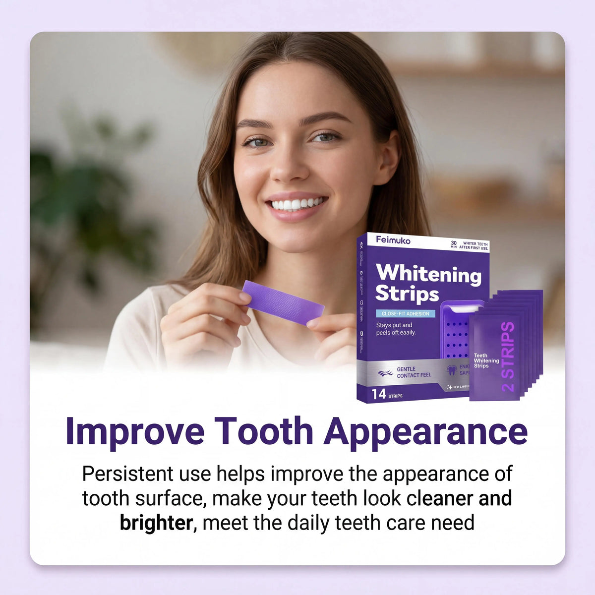 Teeth Whitening Strips — Sensitive-Safe, Remove Coffee & Wine Stains