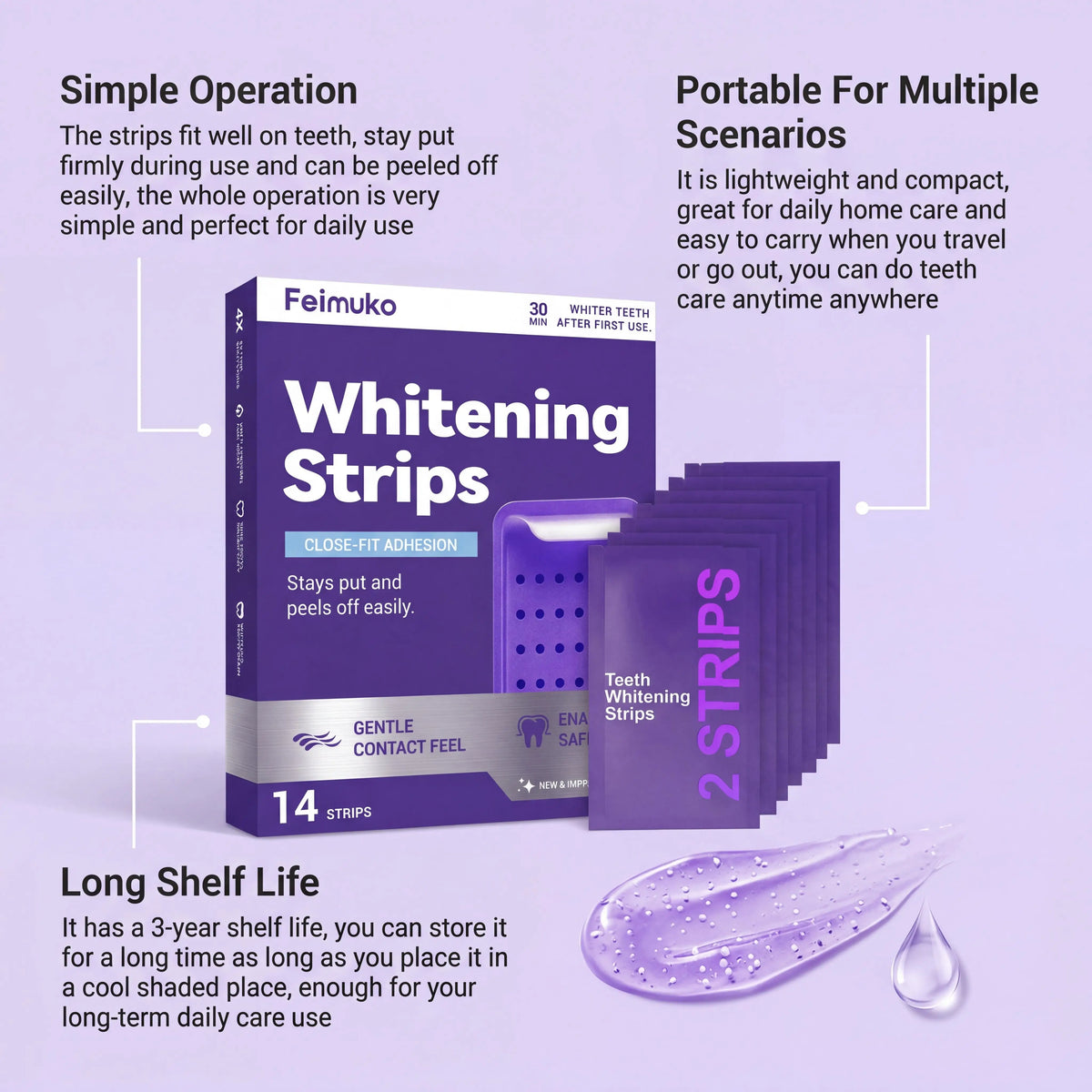 Teeth Whitening Strips — Sensitive-Safe, Remove Coffee & Wine Stains