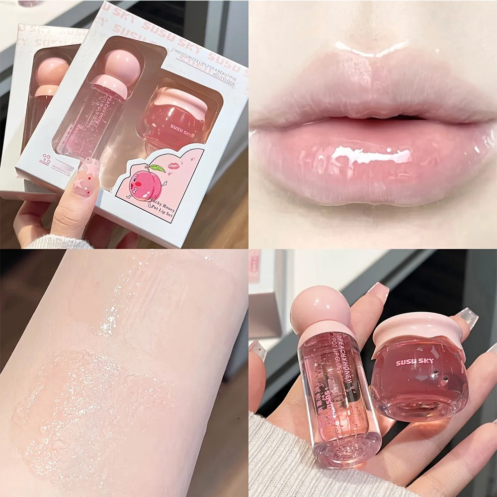 Lip Gloss & Overnight Lip Mask Set — Moisturizing Peach Duo