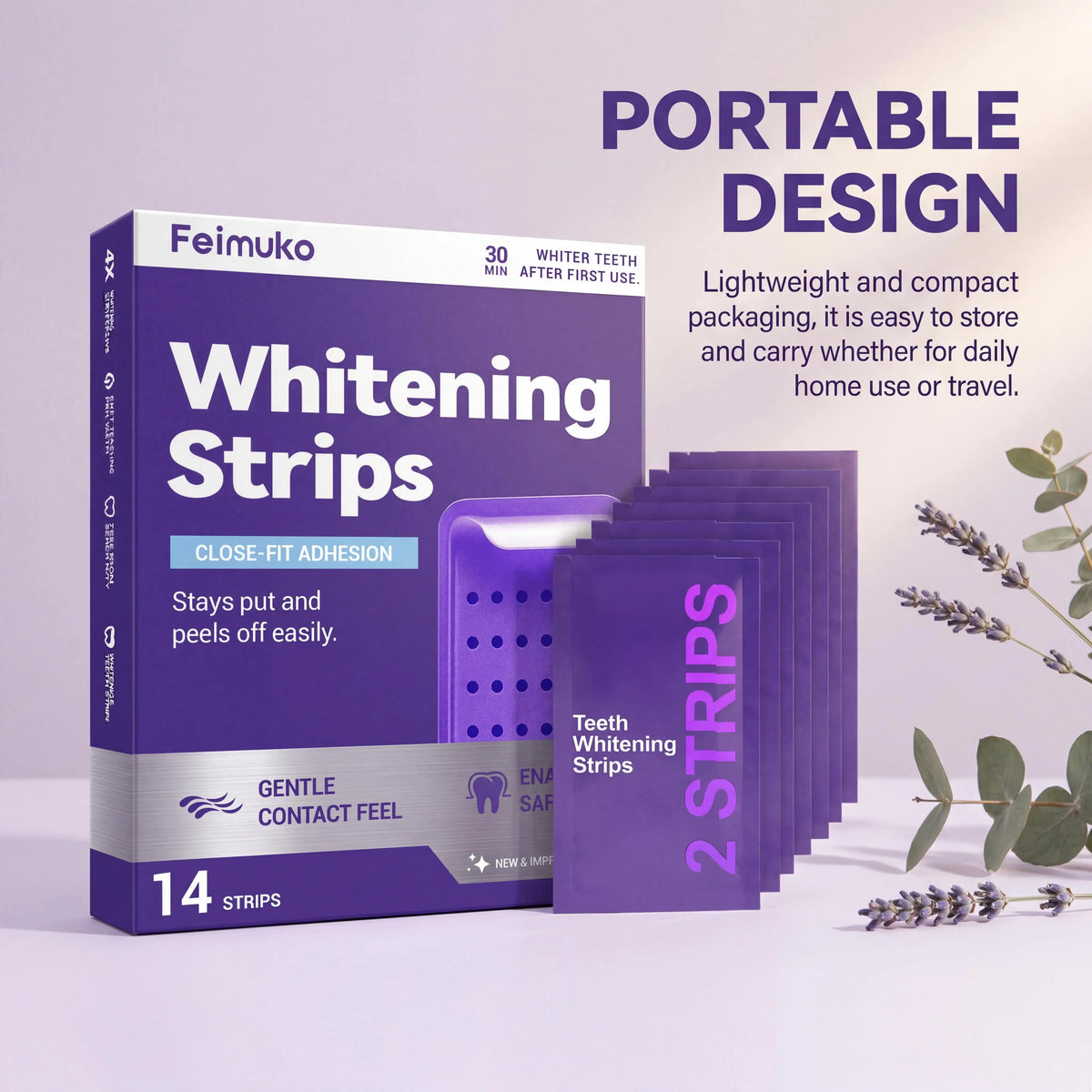 Teeth Whitening Strips — Sensitive-Safe, Remove Coffee & Wine Stains