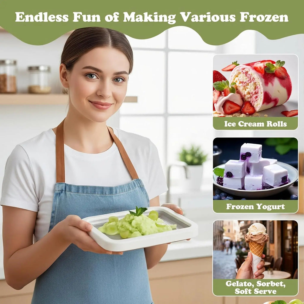 Rolling Ice Cream Pan — Instant Frozen Dessert Maker