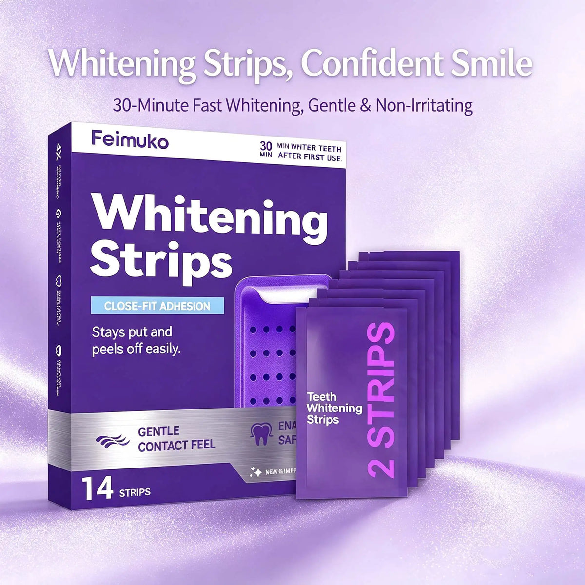 Teeth Whitening Strips — Sensitive-Safe, Remove Coffee & Wine Stains