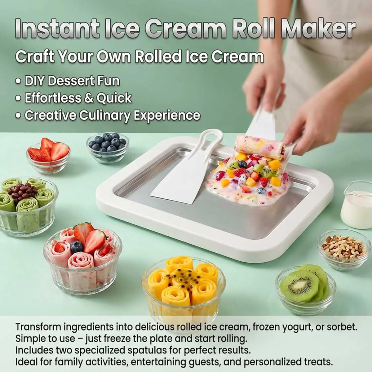 Rolling Ice Cream Pan — Instant Frozen Dessert Maker